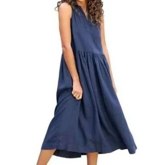 Frank & Eileen Dresses & Skirts - Frank & Eileen Blue Daphne Popover Sleeveless Maxi Shirt Dress Size XL